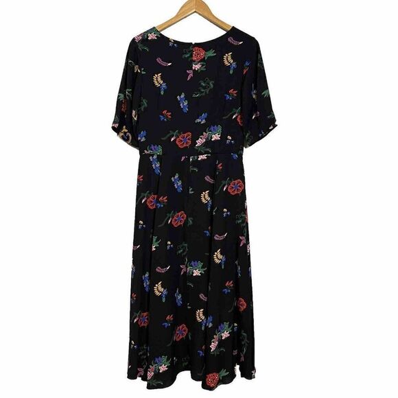 Novis Womens Silk Dress Size 8 Novelty Print Floral Runway Made In USA - Picture 3 of 14